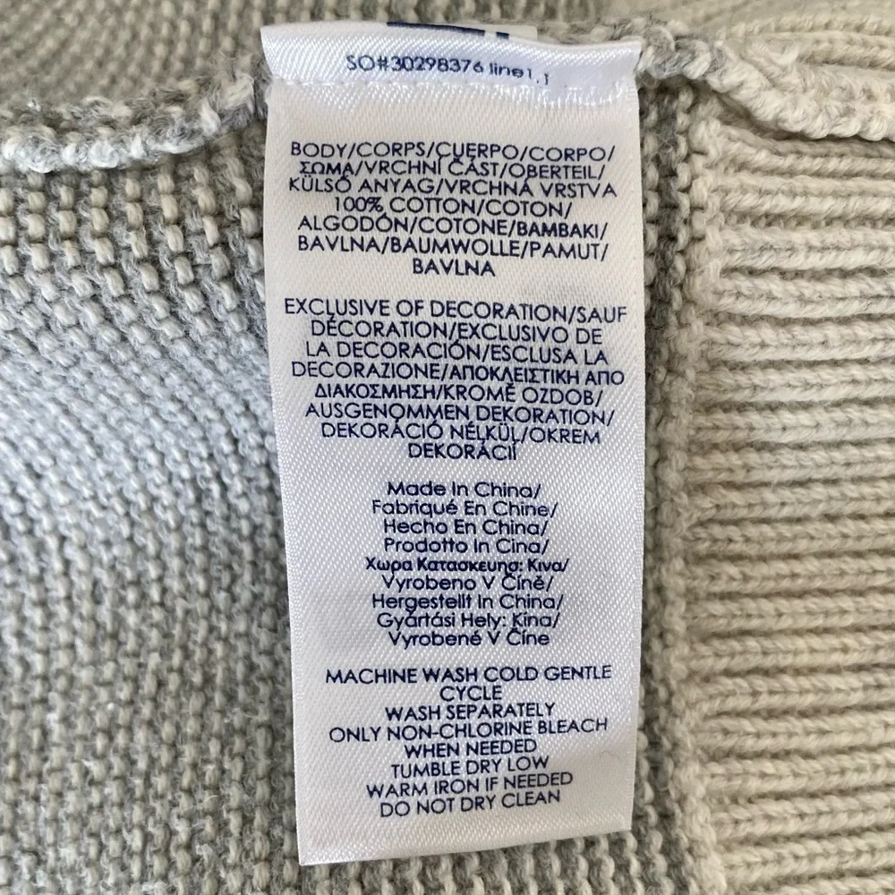CHAPS Sweater Crewneck Long Sleeve Gray Creamy White Knit Mens L
